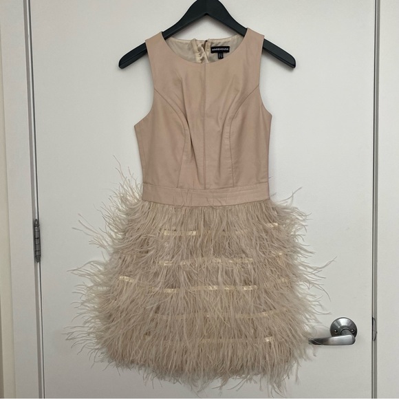 Blush leather and feather dress - Picture 2 of 3